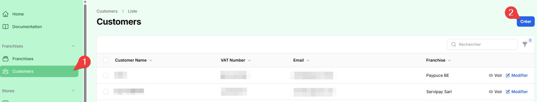 The Customer list